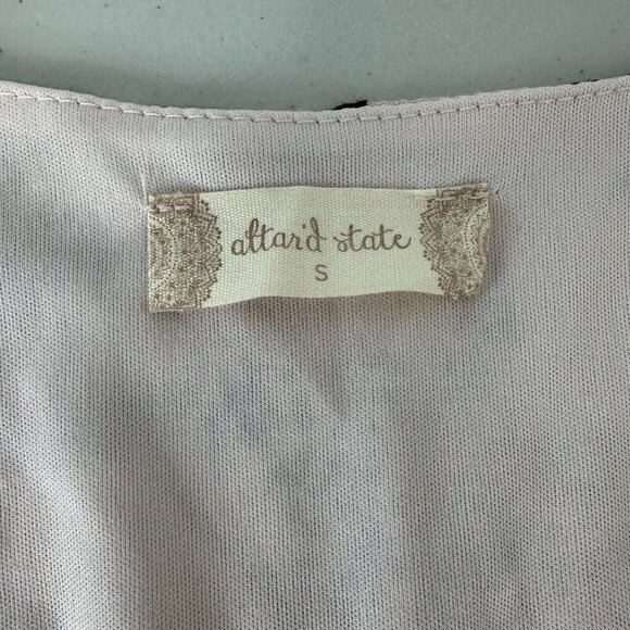 Altar'd State Floral Cutout Tie Tiered Mini Dress Size S Blush Babydoll - Picture 7 of 12